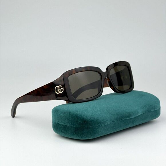 NEW Gucci GG1403S 002 Dark Havana Brown Unisex Rectangle Sunglasses GG 1403S - Picture 1 of 11